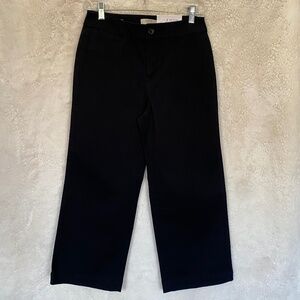 LOFT Outlet Petite High Rise Slim Wide Leg Crop pants, black, Size 2P